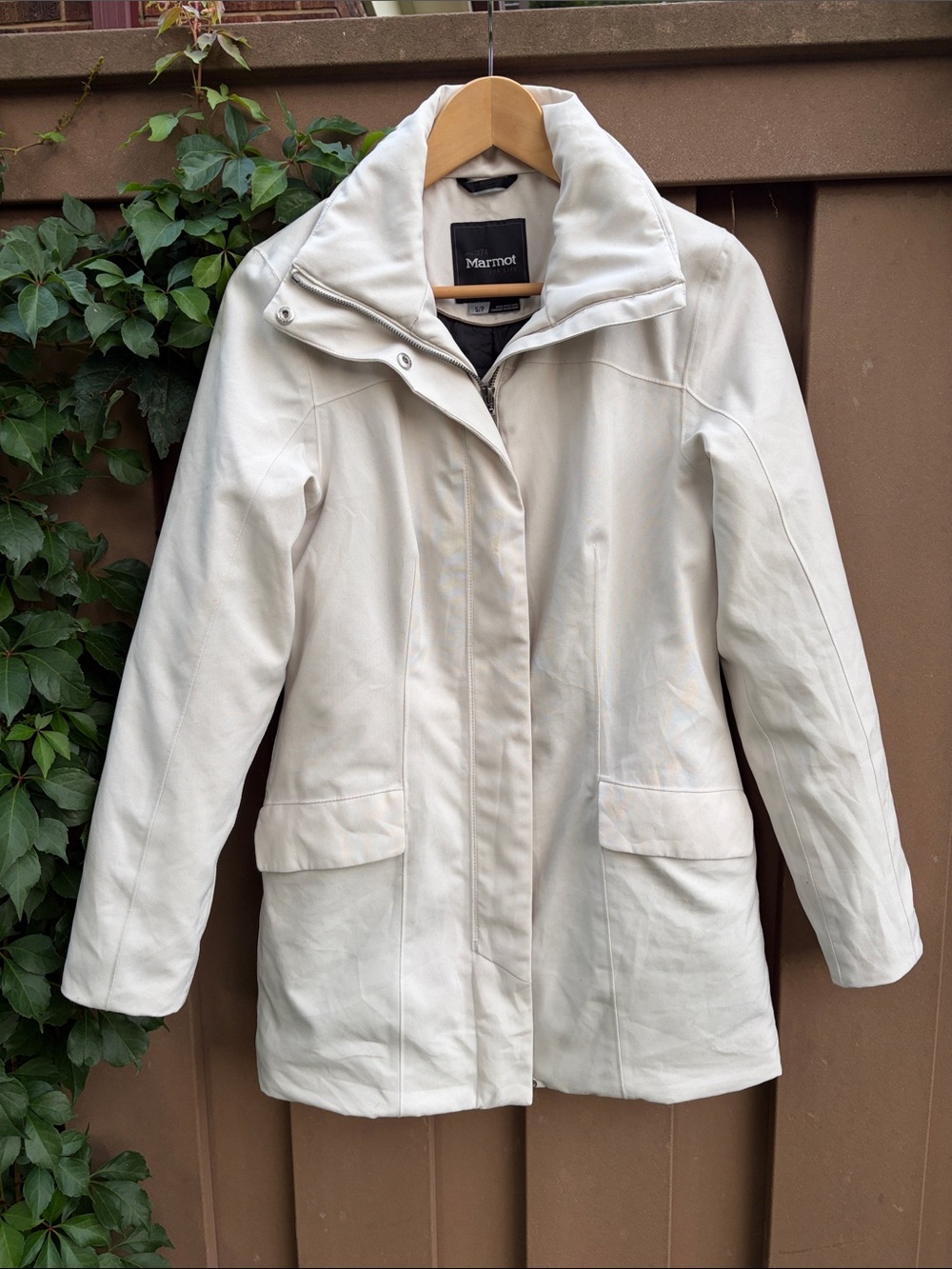 Marmot Women's Cream Trench Coat with High Collar